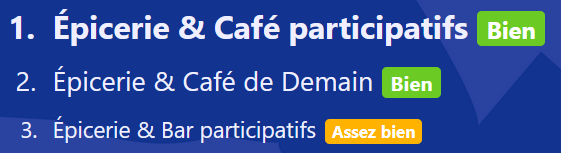 Choix du nom Epicerie et Café participatifs